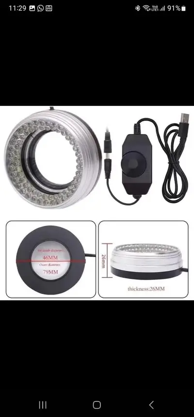 High-Intensity LED Microscope Ring Light with Dust-Proof & Oil-Proof Mirror