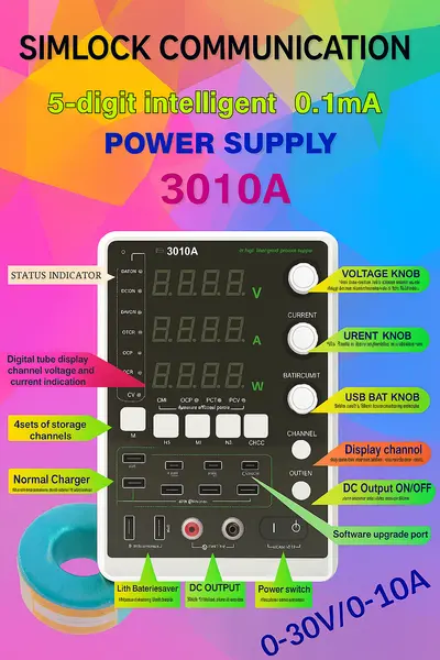 FX 3010 Regulated Dc Power Supply with Toroidal Transformer Advance Multi Function 30Volt 10 Amps 5 Digit AMPS Scale
