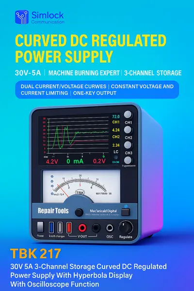 TBK 217 30V 5A 3-Channel Storage Curved DC Regulated Power Supply With Hyperbola Display  