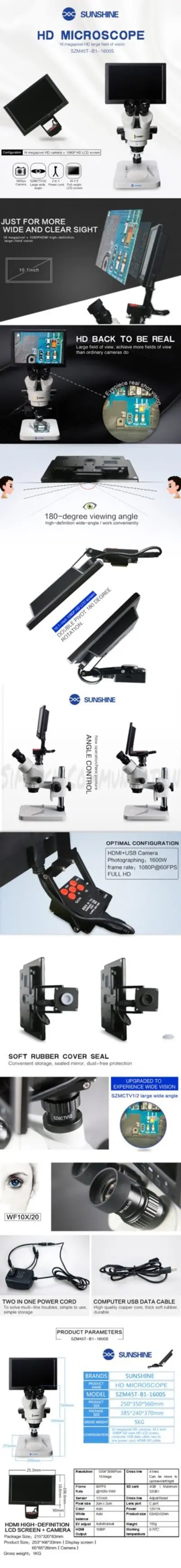 trinocular HDMI Microscope SZM45T-B1-1600S