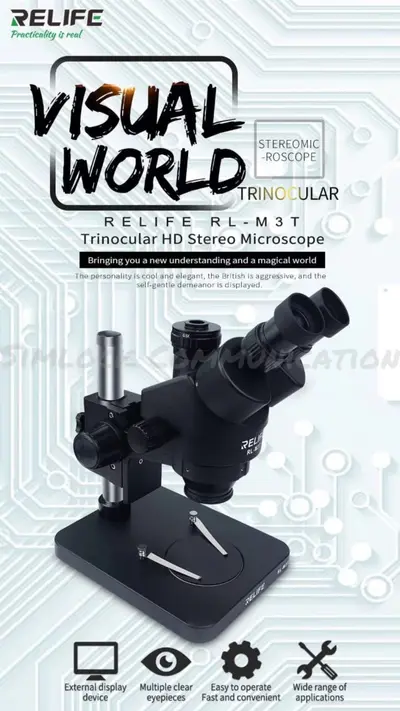 MICROSCOPE WITH LED LAMPSOURCE RL-M3T + LCD + Trinocular Microscope HD Camera M-11