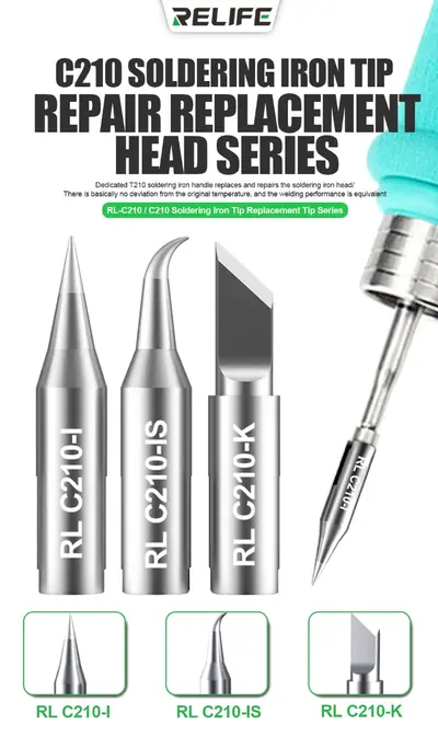 RELIFE RL-C210 Universal Series Soldering Iron Tips 3PCS Welding Iron Handle