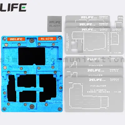 Relife RL-601R Middle Layer Tin Planting Steel Mesh  Tinning Platform 10in1 Set BGA Reballing Fixture
