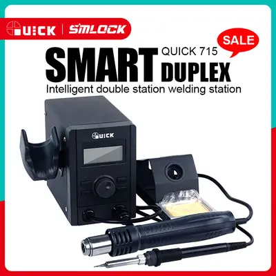 QUICK 715 2 in 1 rework and soldering station equal to QUICK 2008 air gun and QUICK 936A soldering iron combination
