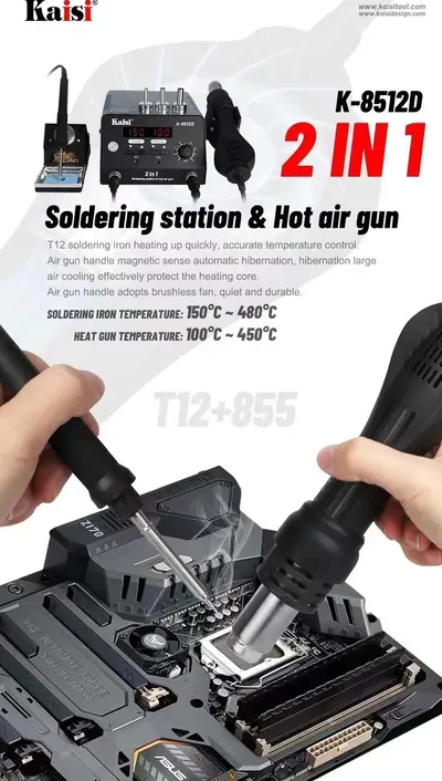 Kaisi 2 in1 SMD Rework Station T12+ with 3 type TIP Straight,Bent,knife