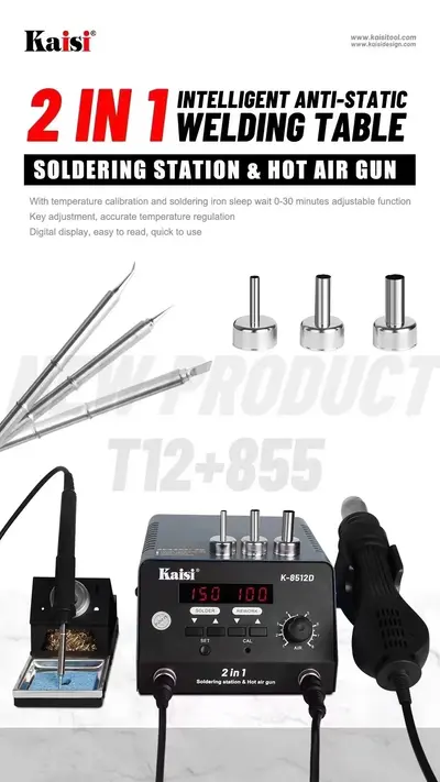 Kaisi 2 in1 SMD Rework Station T12+ with 3 type TIP Straight,Bent,knife