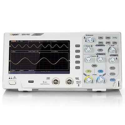 OWON SDS1102 Digital Storage Oscilloscope : Bandwidth: 100 MHz; 2-Channel; Sample rate: 1GS/s