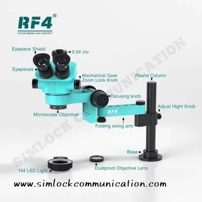 RF4 RF7050PRO-FO19 360° Adjustable Universal Telescopic Rotating Lifting Microscope with Silicone Pad
