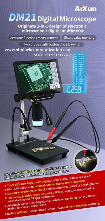 Aixun DM23 Digital Measurement Microscope with Multimeter Function 5-528x 10inch HD DISPLAY