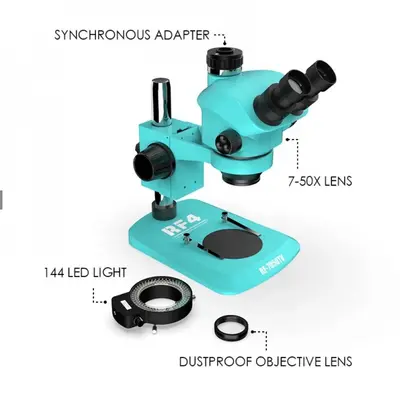 RF4 RF-7050TV TRINOCULAR STEREO MICROSCOPE WITH 7X TO 50X CONTINUOUS ZOOM