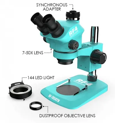 RF4 RF-7050TV TRINOCULAR STEREO MICROSCOPE WITH 7X TO 50X CONTINUOUS ZOOM