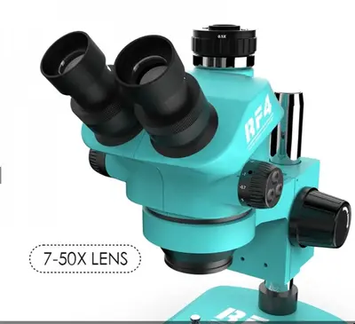 RF4 RF-7050TV TRINOCULAR STEREO MICROSCOPE WITH 7X TO 50X CONTINUOUS ZOOM
