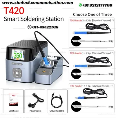 T420D 200W Dual Channel Soldering Station with T245|T210|T115 Handles for Electronics