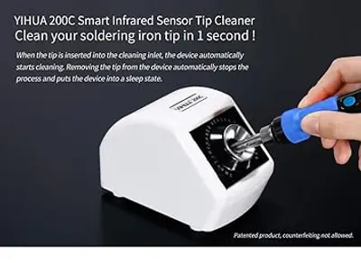 YIHUA 200Q Infrared Sensor Smart Induction Soldering Iron Tip Cleaner With Light Weight Iron Tips Cleaning Tool:220V, EU