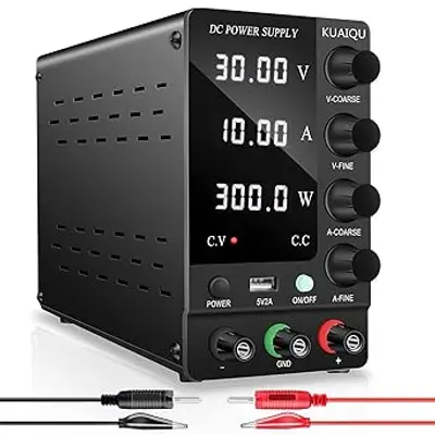 KUAIQU SPS-C3010 30V|10A 300W Black Variable Laboratory Switching DC Regulated Power Supply with USB Interface