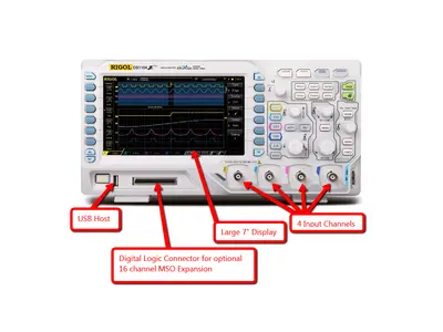 Rigol DS1104Z Plus 100 MHz Digital Oscilloscope with 4 Channels and 16 Digital Channels