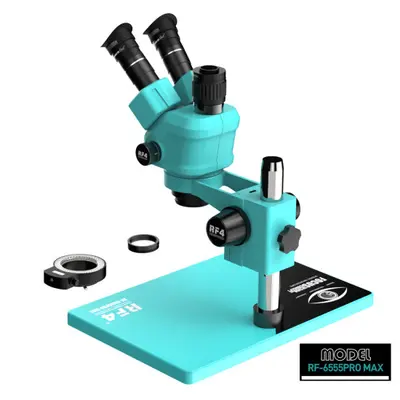 RF4 RF6555Pro Max 6.5-55X Synchronous Zoom Trinocular Stereo Microscope with Aluminum Alloy Base
