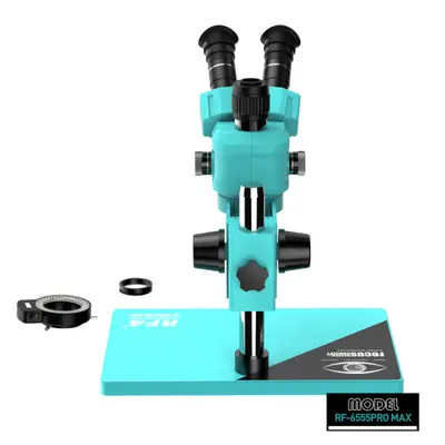 RF4 RF6555Pro Max 6.5-55X Synchronous Zoom Trinocular Stereo Microscope with Aluminum Alloy Base