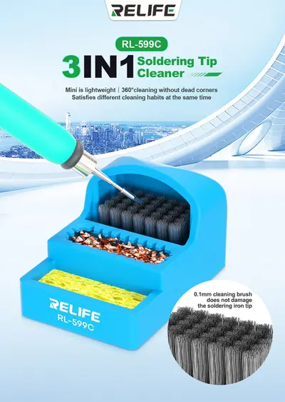 Relife Rl-599C 3 IN 1 Soldering Tip Cleaner