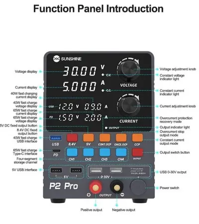 Sunshine P2 Pro 330W 4-Channel Memory Storage High Precision Adjustable DC Stabilized Power Supply