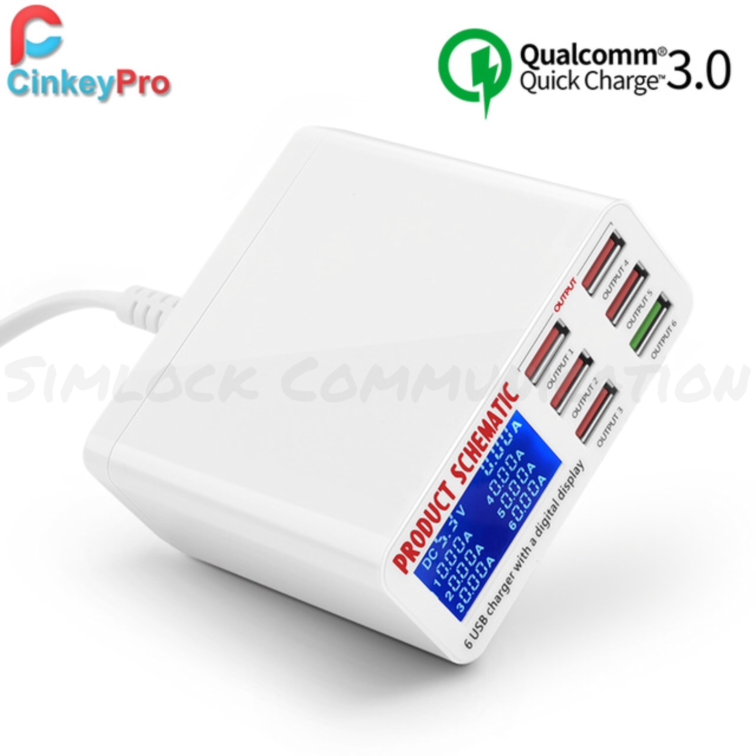 Sunshine 6-Port USB Smart Charger – QC 3.0 Fast Charge, Digital Display, Wall Adapter